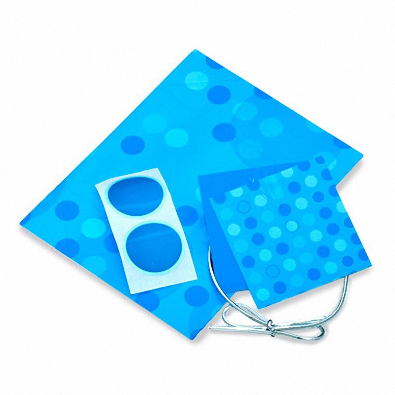 Blue Polka Dot Gift Wrap Instant Small Square Box