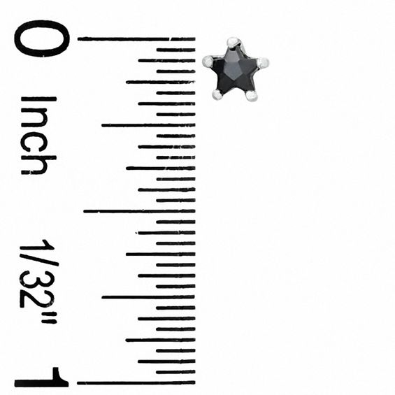 4.5mm Star-Shaped Black Cubic Zirconia Stud Earrings in Sterling Silver