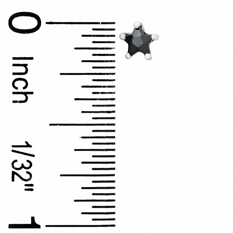 4.5mm Star-Shaped Black Cubic Zirconia Stud Earrings in Sterling Silver