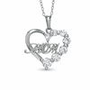 Thumbnail Image 1 of Cubic Zirconia MOM Half Heart Pendant in Sterling Silver