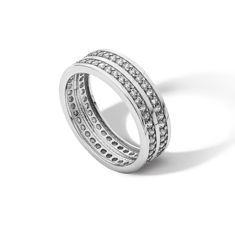 Main Image 3 of Sterling Silver CZ Double Row Channel Band