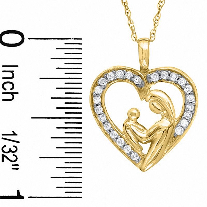 1/4 CT. T.W. Diamond Motherly Love Heart Pendant in 10K Gold