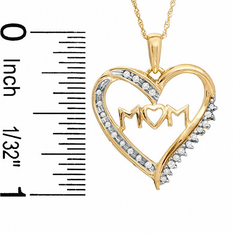 1/10 CT. T.W. Diamond MOM Heart Pendant in 10K Gold