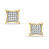 1/10 CT. T.W. Diamond Curve Frame Square Earrings in 10K Gold