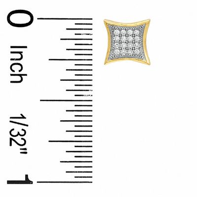 1/10 CT. T.W. Diamond Curve Frame Square Earrings in 10K Gold