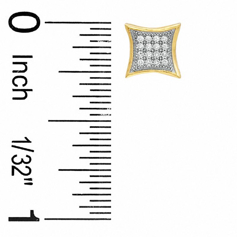1/10 CT. T.W. Diamond Curve Frame Square Earrings in 10K Gold