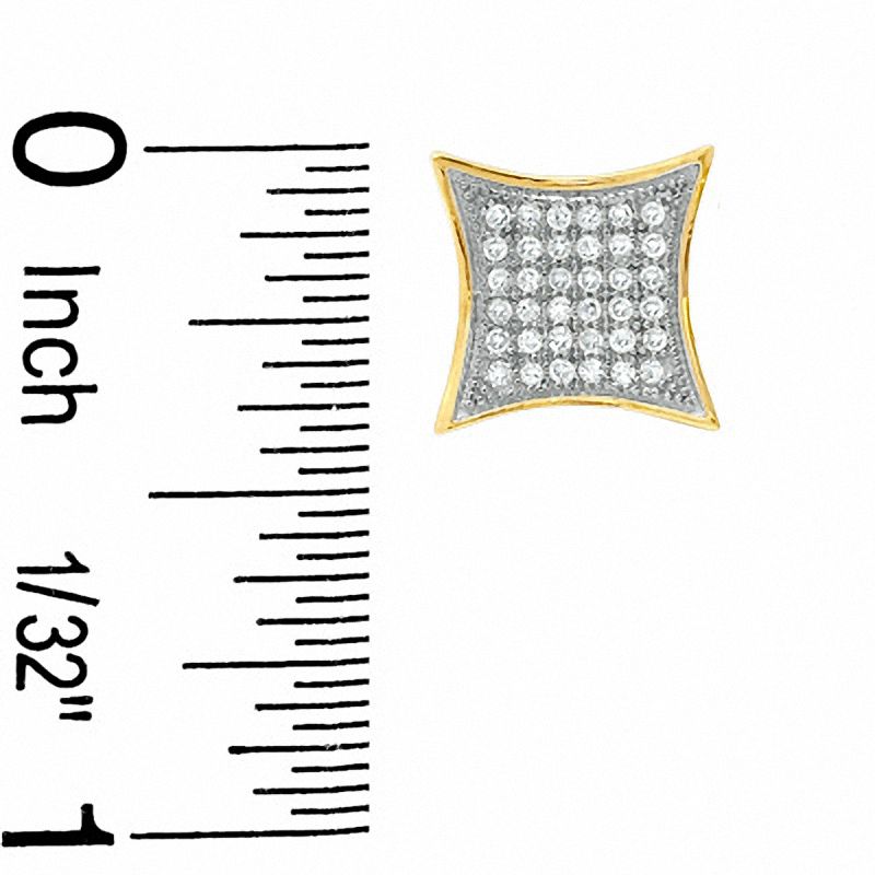 1/5 CT. T.W. Diamond Curved Square Earrings in 10K Gold - XL Post