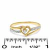 Thumbnail Image 2 of Diamond Accent Solitaire Heart Beaded Ribbon Split Shank Ring in 10K Two-Tone Gold