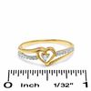 Thumbnail Image 3 of Diamond Accent Solitaire Heart Beaded Ribbon Split Shank Ring in 10K Two-Tone Gold