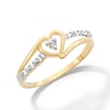 Thumbnail Image 4 of Diamond Accent Solitaire Heart Beaded Ribbon Split Shank Ring in 10K Two-Tone Gold
