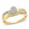 Thumbnail Image 1 of 1/10 CT. T.W. Composite Diamond Tilted Heart Split Shank Ring in 10K Gold