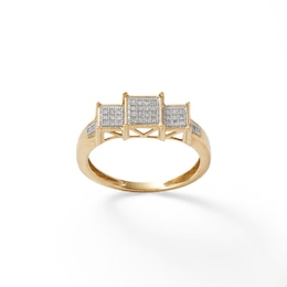 1/15 CT. T.W. Composite Princess Diamond Three Stone Ring in 10K Gold