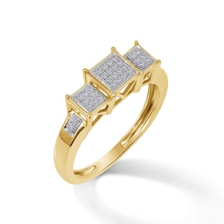 10K Gold 1/15 CT. T.W. Composite Princess Diamond Three Stone Ring