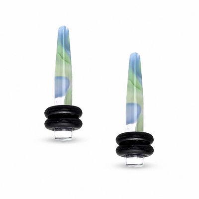 006 Gauge Blue and Green Marble Acrylic Tapers