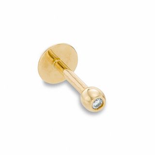 016 Gauge Labret with Cubic Zirconia in 10K Gold | Banter