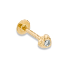 018 Gauge Labret with Heart-Shaped Cubic Zirconia in Solid 10K Gold