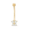 Thumbnail Image 0 of 10K Solid Gold CZ Butterfly Curved Barbell - 16G 3/8"