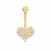 Thumbnail Image 1 of 014 Gauge Cubic Zirconia Puff Heart Belly Button Ring in 10K Gold