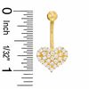 Thumbnail Image 2 of 014 Gauge Cubic Zirconia Puff Heart Belly Button Ring in 10K Gold