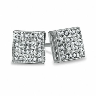 1/7 CT. T.W. Diamond Double Square Earrings in Sterling Silver