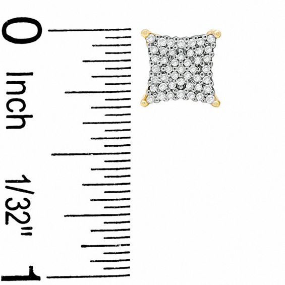 1/5 CT. T.W. Diamond Square Earrings in 10K Gold