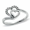 Thumbnail Image 0 of Diamond Accent Heart Fashion Ring in 10K White Gold - Size 7