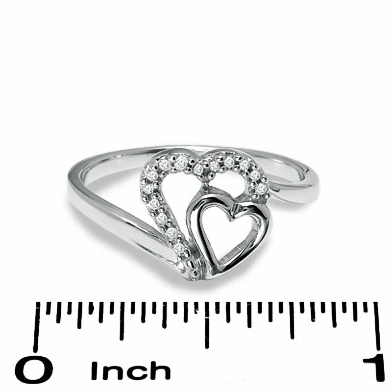 Diamond Accent Heart Fashion Ring in 10K White Gold - Size 7