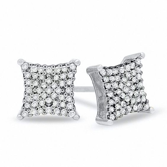 1/5 CT. T.W. Diamond Square Stud Earrings in 10K White Gold