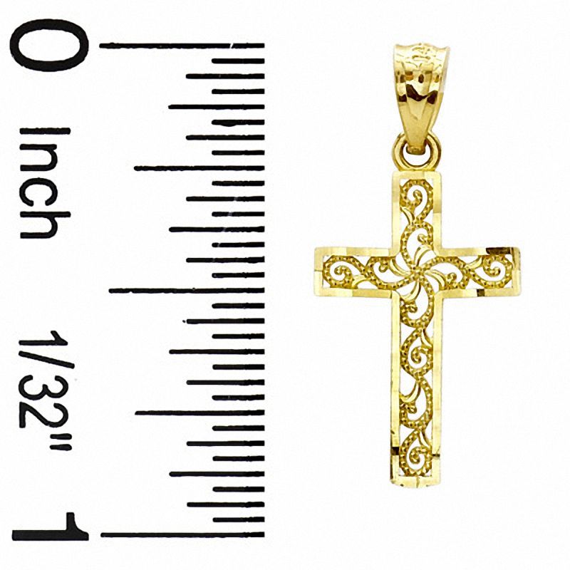 Small Open Filigree Cross Charm in 14K Solid Gold