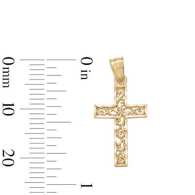 Small Open Filigree Cross Charm in 14K Solid Gold