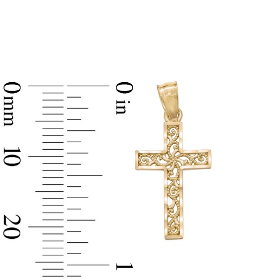 Small Open Filigree Cross Charm in 14K Solid Gold
