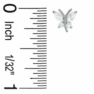 Cubic Zirconia Butterfly Stud Earrings in 10K White Gold