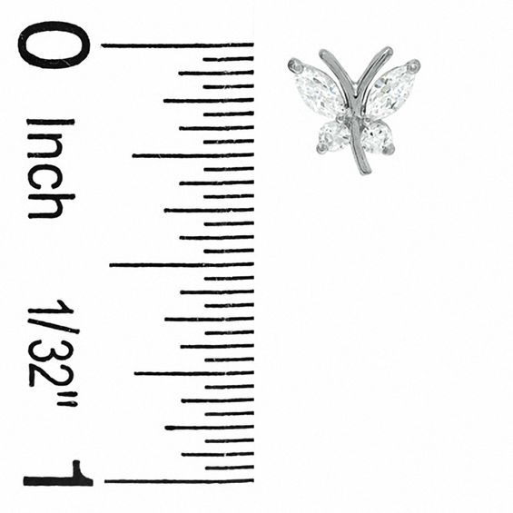 Cubic Zirconia Butterfly Stud Earrings in 10K White Gold