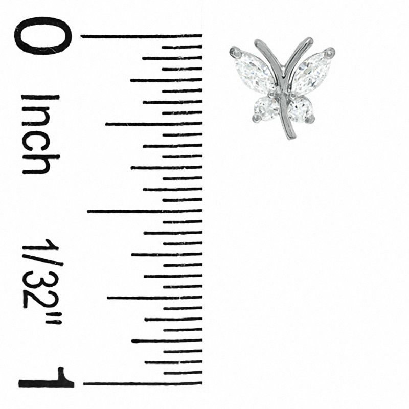 Main Image 2 of Cubic Zirconia Butterfly Stud Earrings in 10K White Gold