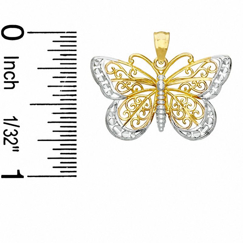 Main Image 2 of Lacy Filigree Butterfly Charm in 10K Two-Tone Gold