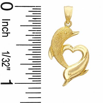 Dolphins Heart Charm in 10K Solid Gold