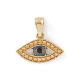 Diamond-Cut Evil Eye with Black Enamel Charm in 10K Solid Gold