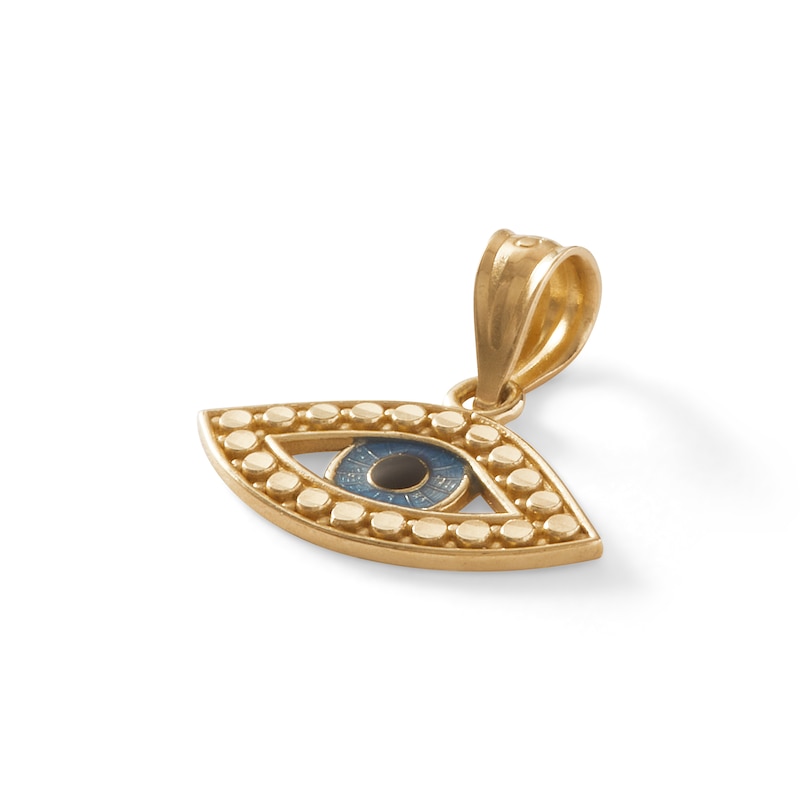 Main Image 2 of Diamond-Cut Evil Eye with Black Enamel Charm in 10K Solid Gold