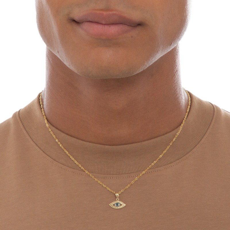 Main Image 4 of Diamond-Cut Evil Eye with Black Enamel Charm in 10K Solid Gold
