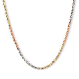10K Hollow Gold Rope Tri-Tone Chain - 20"