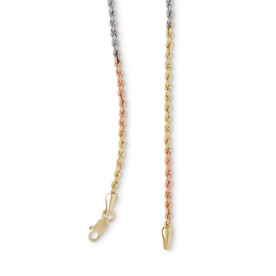 10K Hollow Gold Rope Tri-Tone Chain - 20"