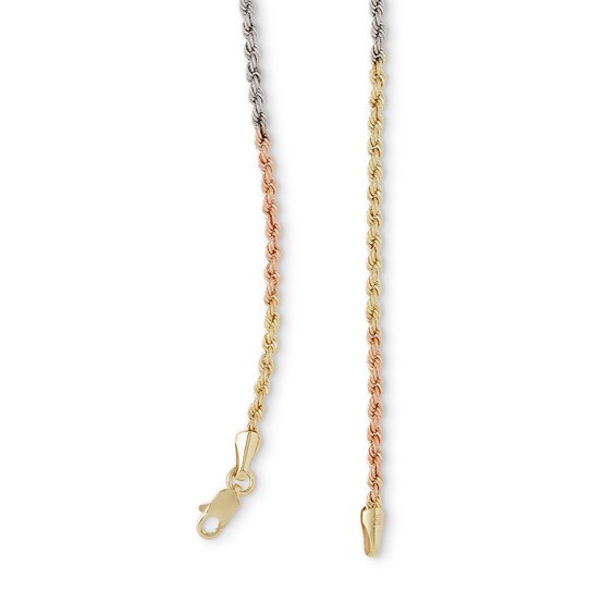 10K Hollow Gold Rope Tri-Tone Chain - 20"