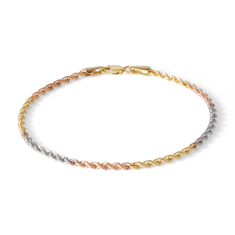 Rope Chain Bracelet 14K Tri-Color Gold 7.5