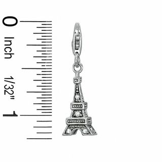 Cubic Zirconia 3D Eiffel Tower Charm in Sterling Silver