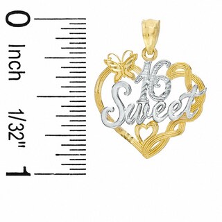 Sweet 16 Heart Charm in 10K Two-Tone Gold