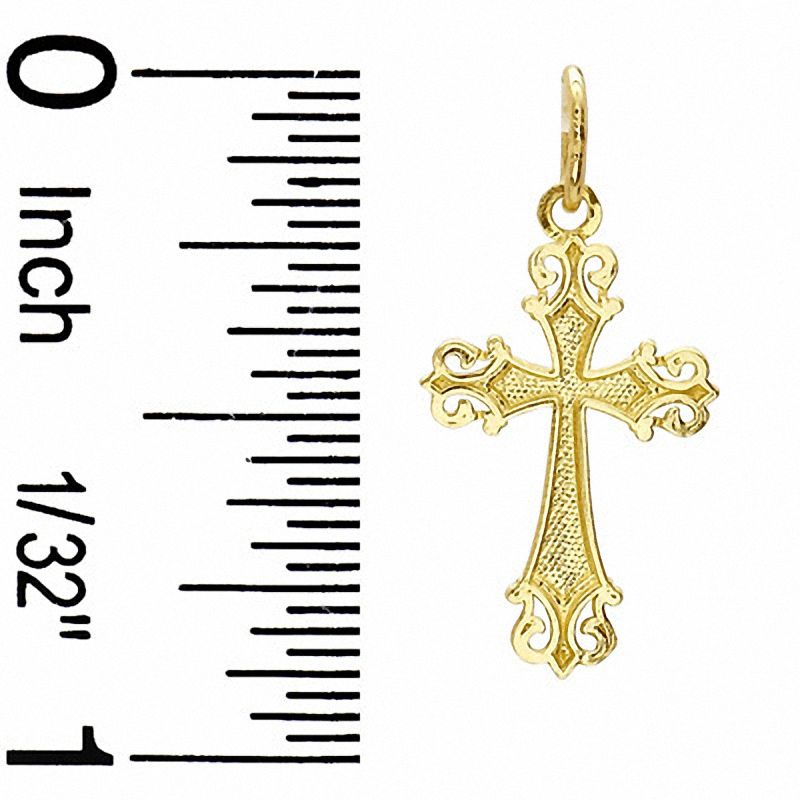 Medium Fancy Diamond-Cut Cross Charm with Open Tips in 10K  Gold