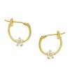 Thumbnail Image 0 of Cubic Zirconia Flower on Hoop Earrings in 10K Gold