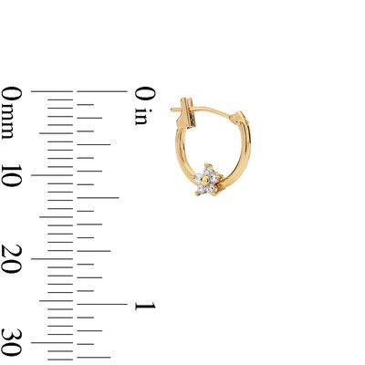 Cubic Zirconia Flower on Hoop Earrings in 10K Gold