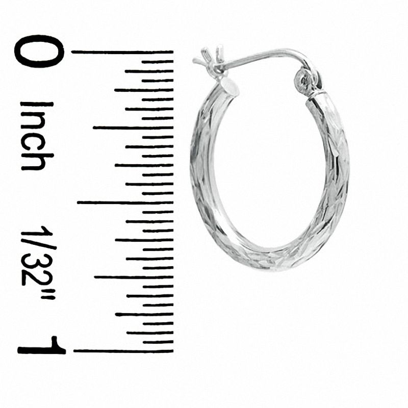10K White Gold 17mm Diamond-Cut Hoop Earrings