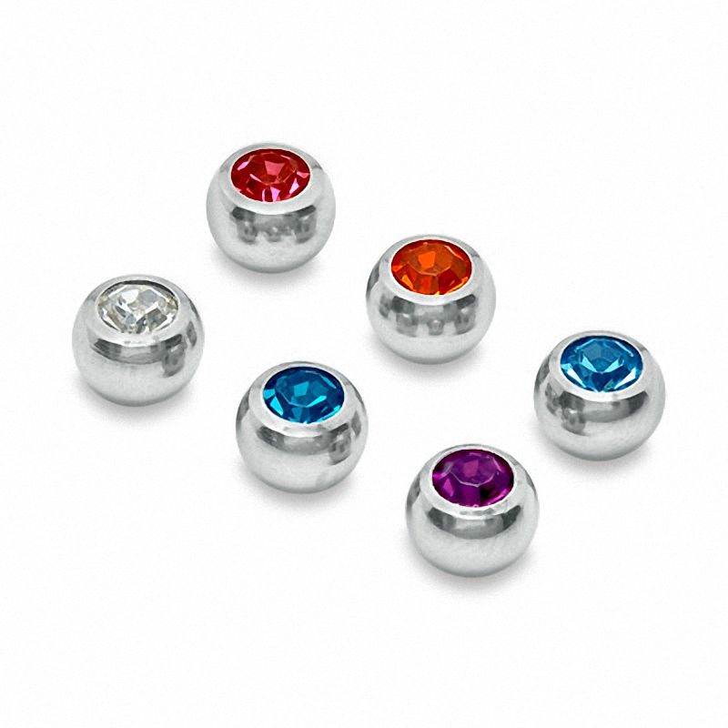Main Image 1 of 014 Gauge Replacement Balls with Cubic Zirconia in Stainless Steel